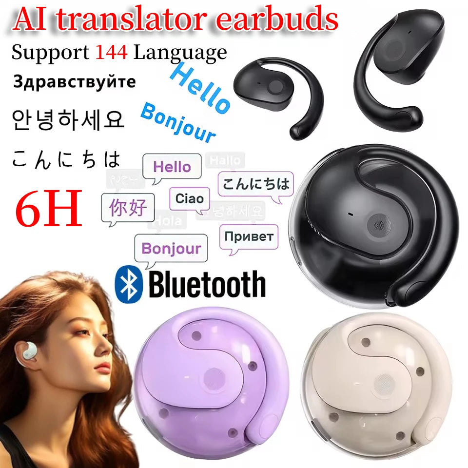 144 Languages Wireless AI Translator Earbuds